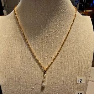 J Crew 3 Fresh water Pearl gold tone chian.